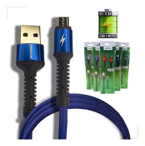 02 Cable Micro Usb Turbo 48a 2 Metros V8 Carga Teléfono Celular V8 Colores Combinados