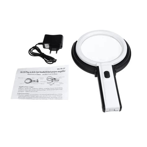 Wholesale Portable 10 Led Light Magnifier With Light Lens Foldable Loupe For Table Rotating Desk