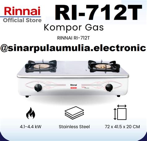 Jual Rinnai Kompor Gas 2 Tungku Api Turbo RI 712T RI712T RI 712 T