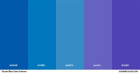 Ocean Blue Color Scheme - Palettes - SchemeColor.com