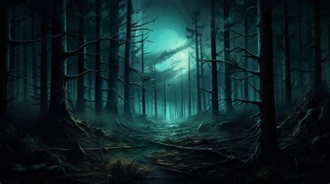 Premium AI Image | spooky forest at night full of mystery