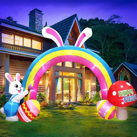 Kooy 9ft Easter Inflatables Outdoor Decorations Easter Inflatable Arch With Bunny