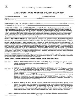 Fillable Online Addendum Anne Arundel CountyRequired 4 Doc Annual