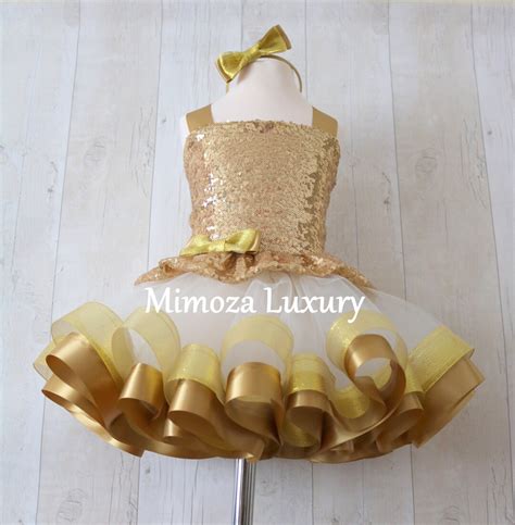 Luxury Gold Birthday Outfit Gold Girls Birthday Dress Gold Baby Girl