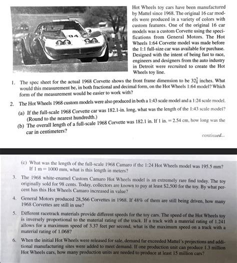 Solved Hot Wheels Toy Cars Have Been Manufactured By Mattel Chegg