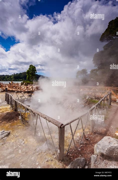 Fumarolas Da Lagoa Das Furnas Hot Springs Sao Miguel Island Azores