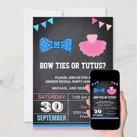 Bow Ties Or Tutus Gender Reveal Party Invitation Zazzle