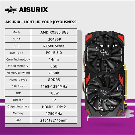 AISURIX Graphics Card RX 580 8GB Gaming Black Myth Wukong GDDR5 256Bit