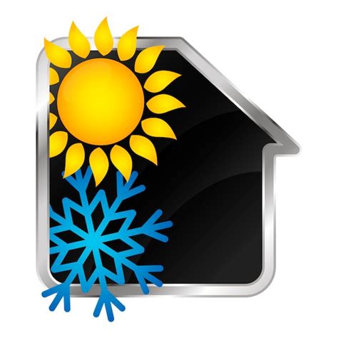 Premium Vector Yellow Sun Blue Snowflake And House Silhouette Air