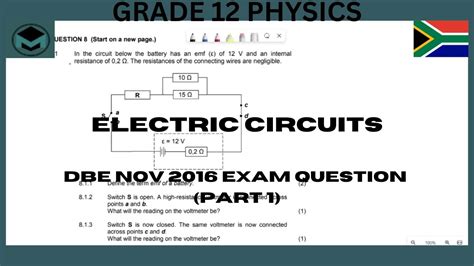 Grade 12 Physical Sciences P1 Physics Electric Circuits Exam