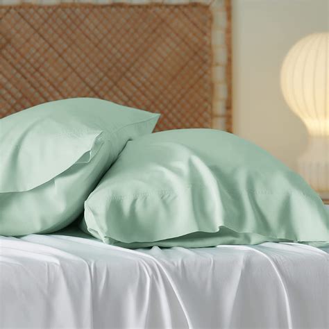 Bedsure Cooling Pillow Cases King Rayon Derived From Bamboo Green Chill Pillowcase 2 Silky