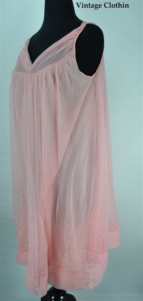 S Pink Baby Doll Nightgown Nightgown Vintage Lingerie Etsy