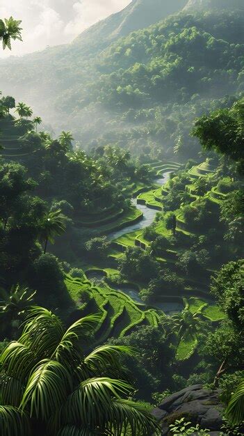 premium photo rice terraces   rainforest  bali indonesia