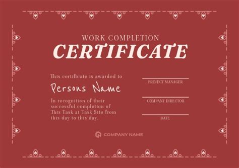 Design Wizard Free Course Completion Certificate Template Sample