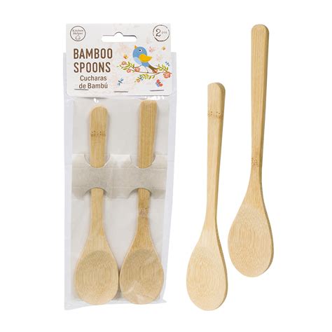 Wholesale 2pc Bamboo Spoon Set Natural Sku 42134