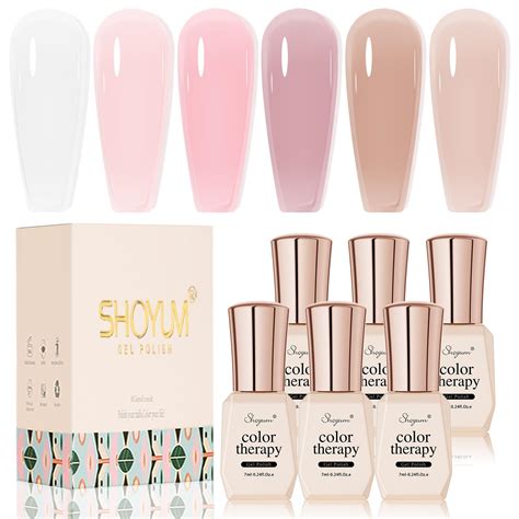 Amazon Shoyum Jelly Gel Nail Polish Set Colors Neutral Sheer Milky White Nude Pink Gel