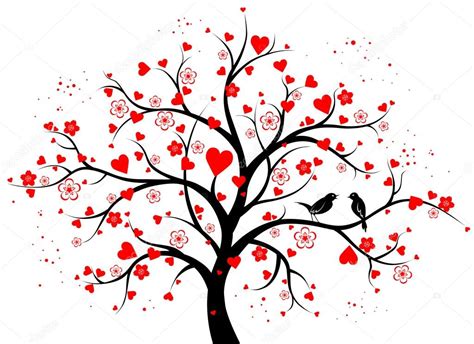 Two Colored Decorative Tree With Hearts Stock Vector Paprika