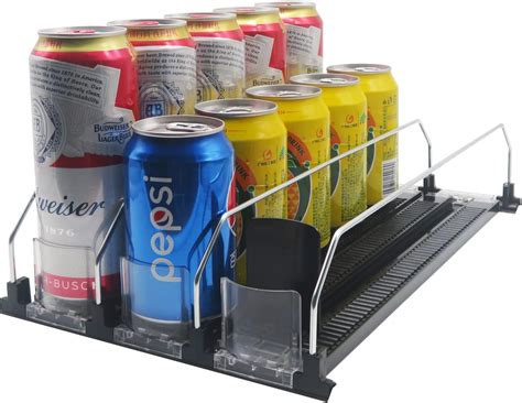 Soda Can Organizer For Refrigerator Automatic Pusher Glide 12oz 16oz