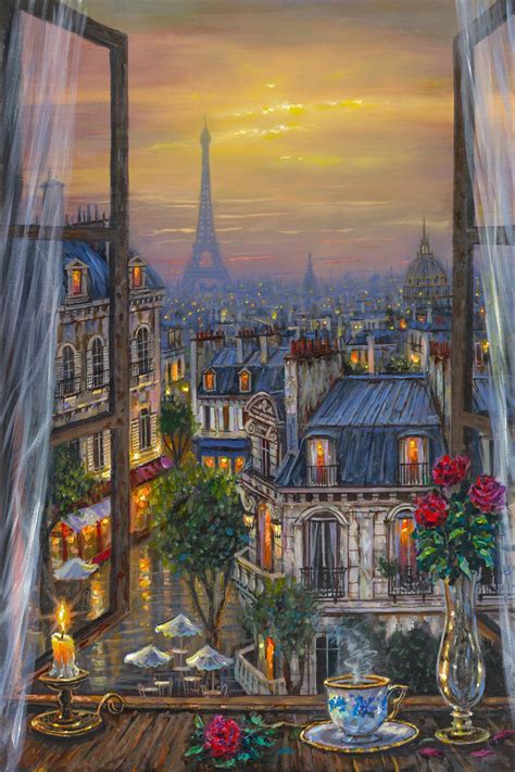 Evening View Paris By Robert Finale Village Gallery