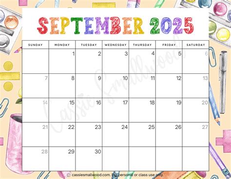 Cute 2025 Free Printable Monthly Calendars