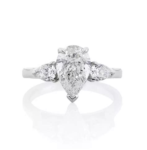 18ct White Gold Three Stone Pear Shape Diamond Ring Cerrone