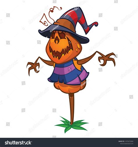 Scarecrow Pumpkin Head Witch Hat Rags Stock Vector Royalty Free 1475672060 Shutterstock