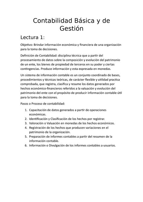 Contabilidad Básica y de Gestión Mi resumen Mod 1 Contabilidad