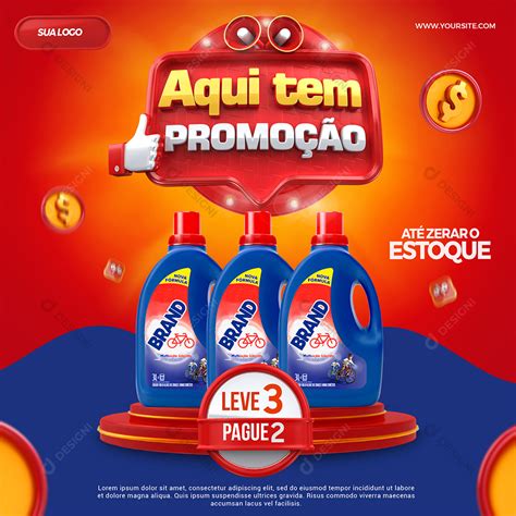 Promoção Pague 2 Leve 3 - Aqui Tem Promoção Leve 3 Pague 2 Social Media Supermercado PSD Editável ...