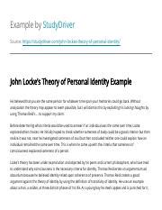 John Lockes Theory Of Personal Identity Example Doc Pdf Example By