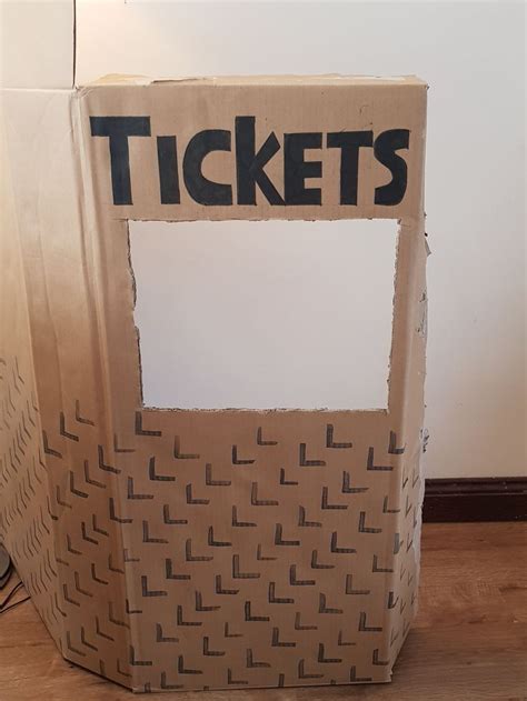 How To Make A Cardboard Ticket Booth Recycled Crafts Diy Ticket