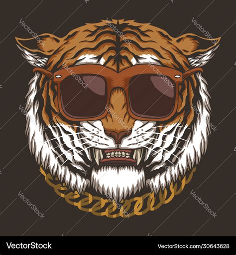 Tiger Head Eyeglasses Royalty Free Vector Image