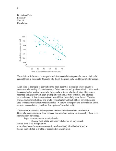 Chapter 14 Lecture Dr Joshua Peck Lesson 14 Chp 14 Correlation The