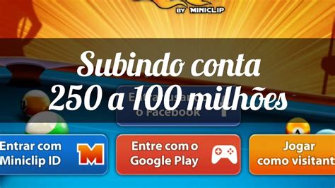 Subindo conta 250 a 100 milhões de fichas no 8 ball pool YouTube