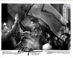 Charlie Sheen Signed Hot Shots Topper Harley Press Photo W Hologram