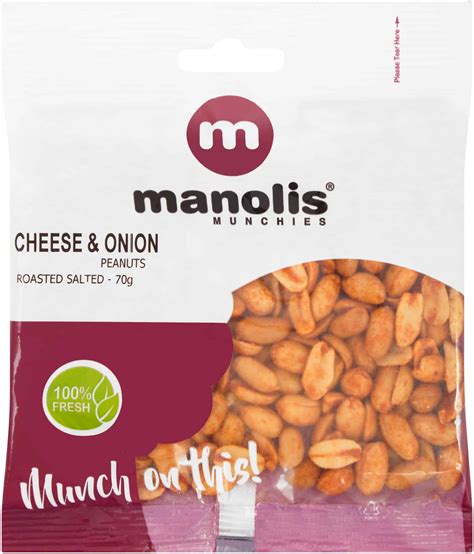 Giant Peanuts Cheese Onion 5 X 70g Manolis Munchies