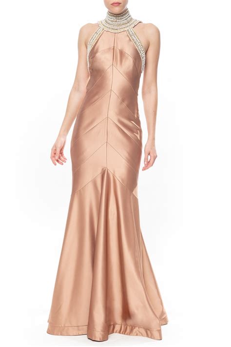 Dress Go Vestido Longo Cetim Dourado Dg Aluguel De