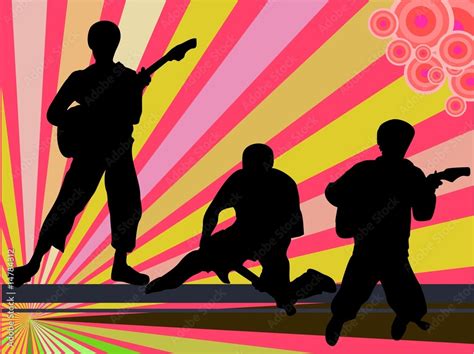 Rockband Mit Gitarren Vector Silhouette Stock Vector Adobe Stock