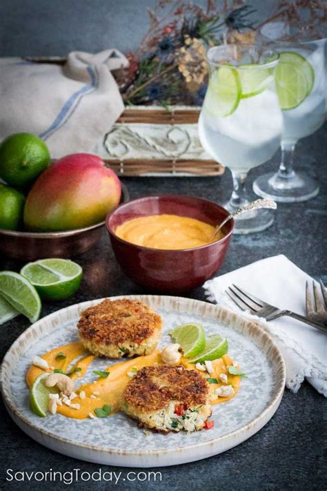 Crab Cakes With Mango Lime Cashew Sauce Easy Valentine Recipe