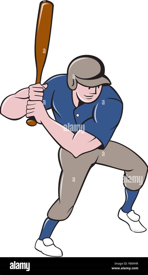 Illustration Of An American Baseball Player Batter Hitter With Bat