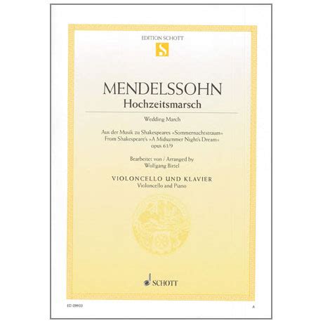 Mendelssohn Bartholdy F Hochzeitsmarsch Op Nr Mit Klavier