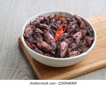 Stir Fried Squid Black Ink Sauce Stock Photo Shutterstock