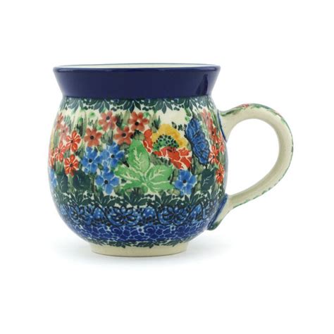 Polmedia Polish Pottery Oz Stoneware Bubble Mug Mosaic Butterfly