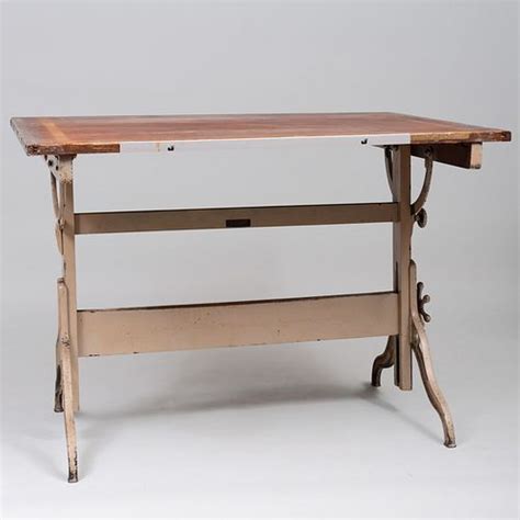 American Vintage Wood and Painted Metal Drafting Table sold at auction on 20th August | STAIR