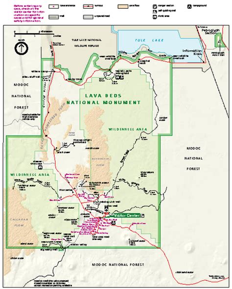 Lava Beds National Monument official park map - Lava Beds National ...