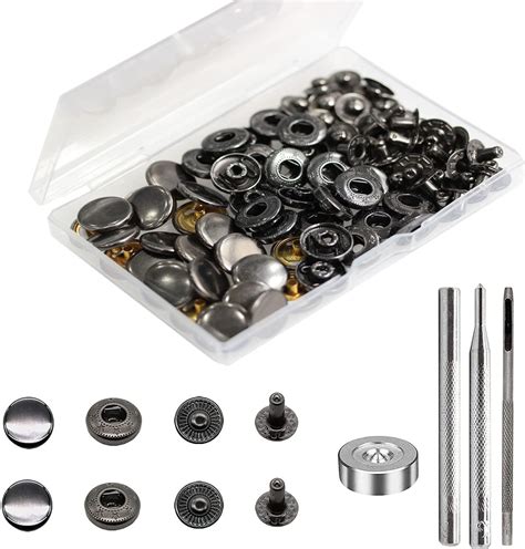 Betterjonny 24 Sets Heavy Duty Leather Snap Fasteners Kit 15mm Metal