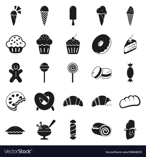 Set Of Black Dessert Icons Royalty Free Vector Image