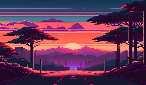 Premium AI Image Aesthetic Sunset Lofi Style