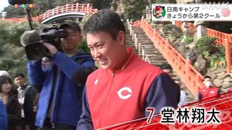 カープ日南キャンプ 堂林選手会長が新井監督と「運試し」｜nhk 広島県のニュース