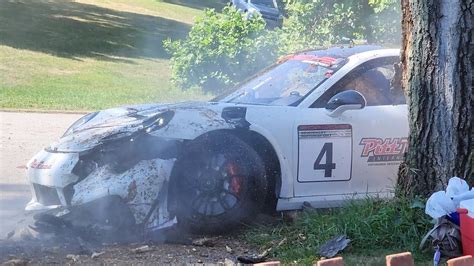 Porsche 911 Gt3 Rs Crash At Pittsburgh Vintage Grand Prix 2022 Youtube