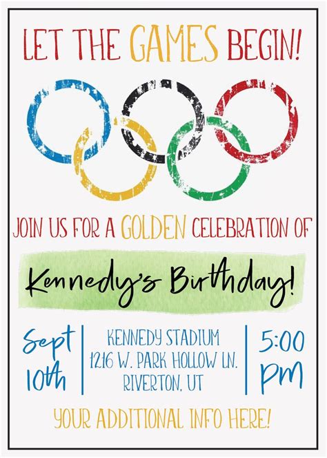 Olympics Themed Birthday Party Invitation Olympic Games Etsy